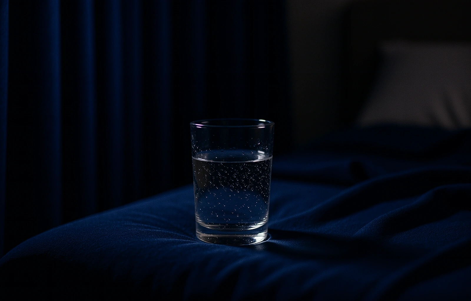 Stilleben mit Wasserglas im Mondlicht